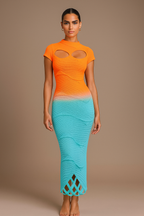 Lunara™ Knitted Gradient Sweater Maxi Dress