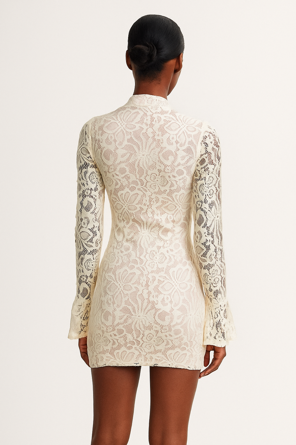 Aurielle™ Lace Patchwork Flare Sleeve Mini Dress