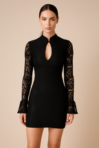Aurielle™ Lace Patchwork Flare Sleeve Mini Dress