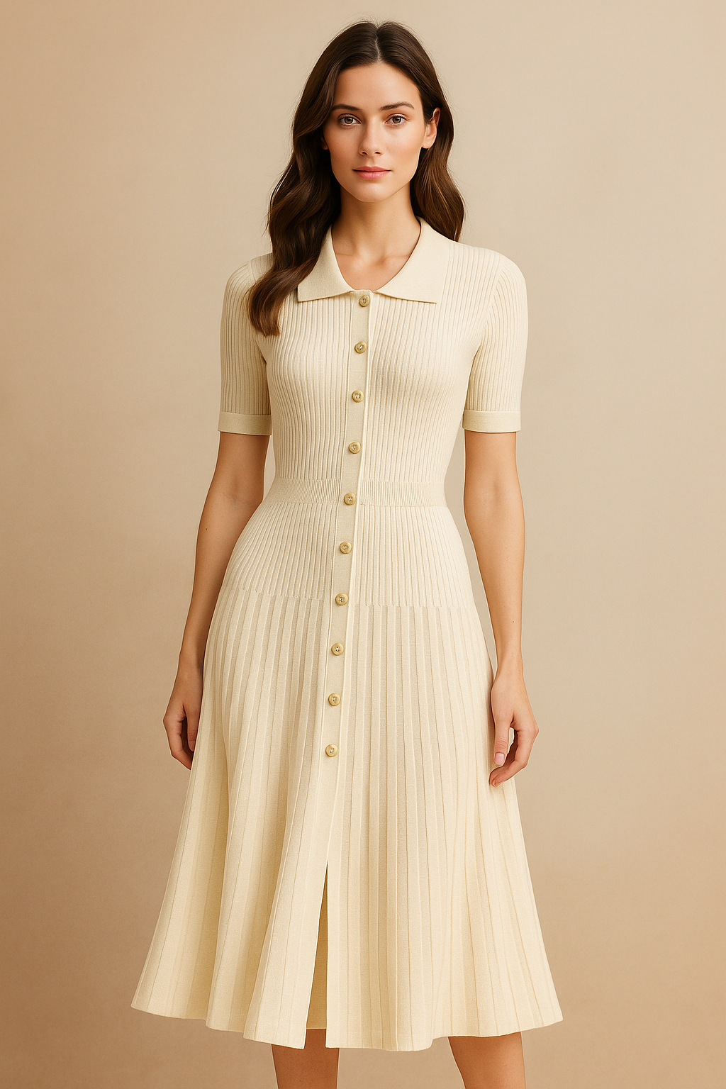 Élise™ Knitted Pleated Midi Dress