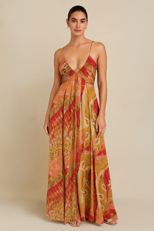 Amara™ Backless Printed Midi Dress