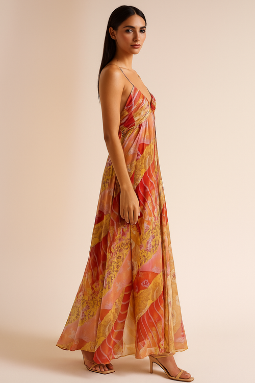 Amara™ Backless Printed Midi Dress