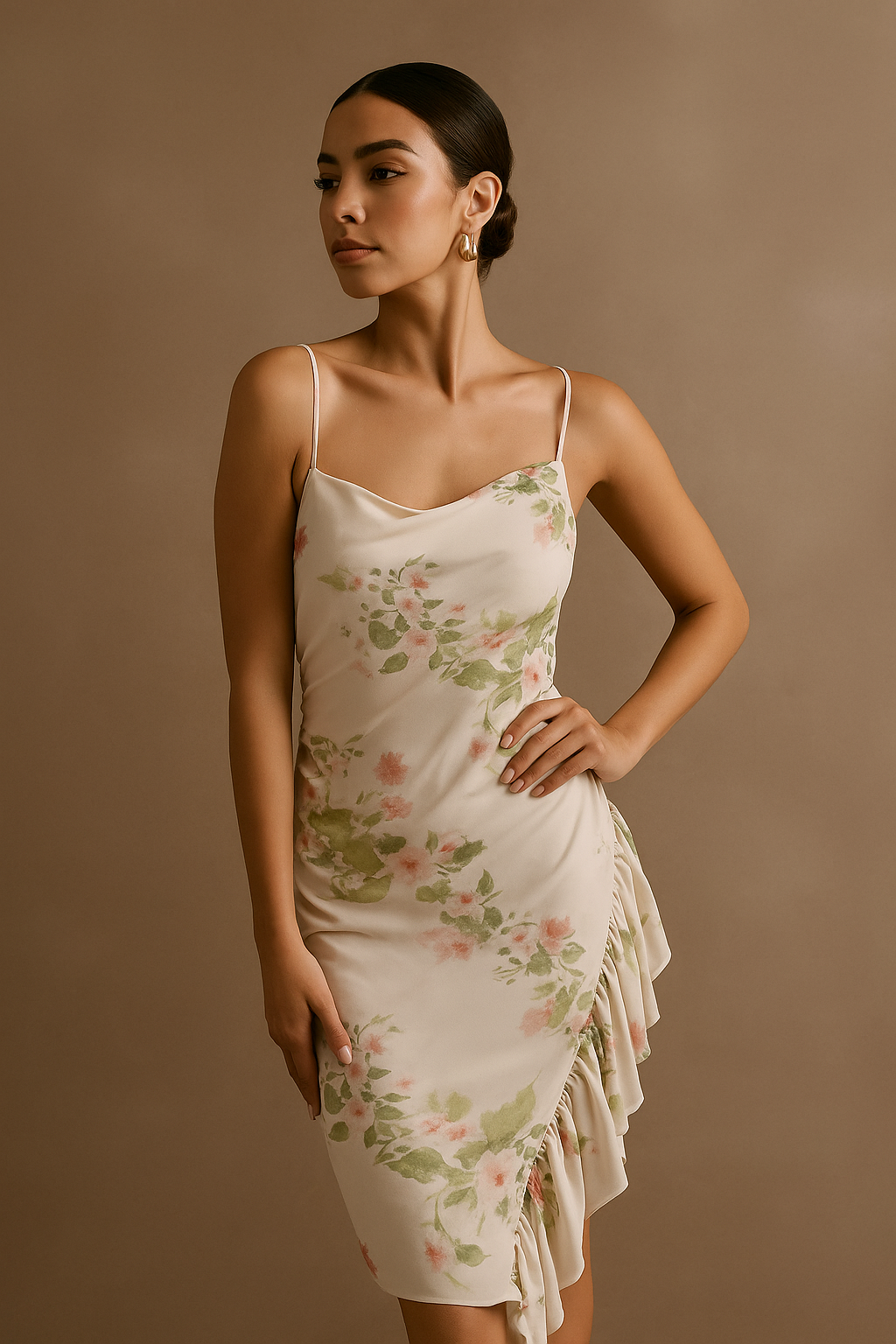 Rosalía™ Floral Satin Midi Dress