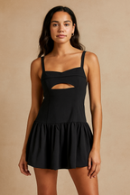 Velvia™ Hollow Out Pleated Mini Dress