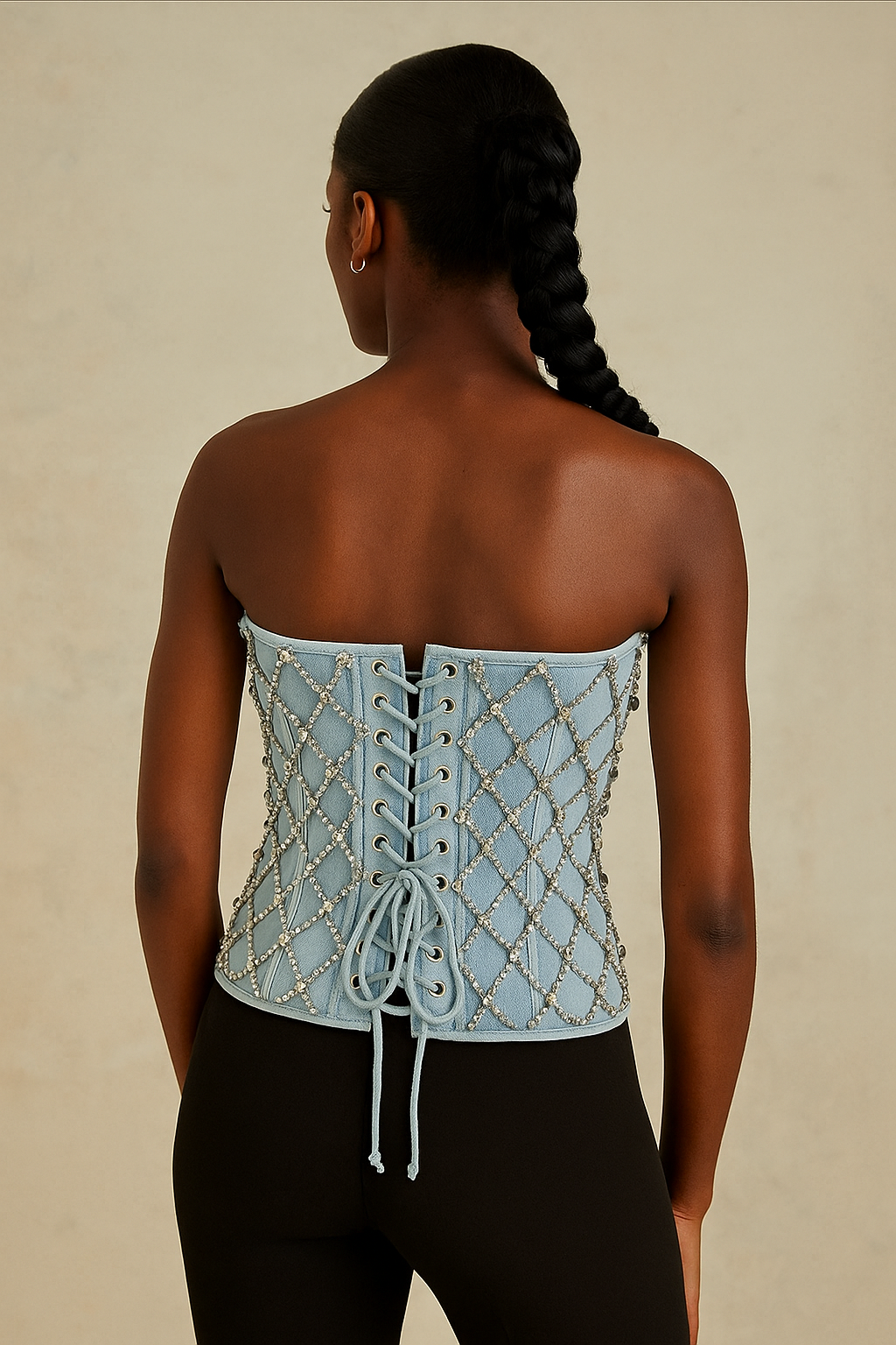 Aveline™ Strapless Bustier Crop Top – Diamond Embellished Corset Top