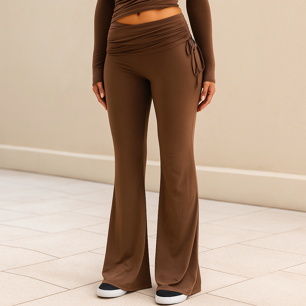 Celina™ Ruched Side Drawstring Flare Trousers