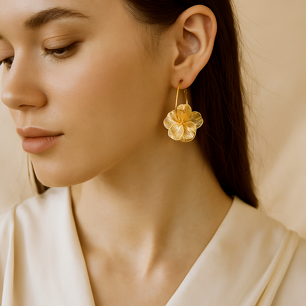 Isadora™ Double Layer Gold Hollow Flower Hoop Earrings