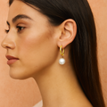Aurelia™ Gold Hoop Earrings with Pearl Pendant