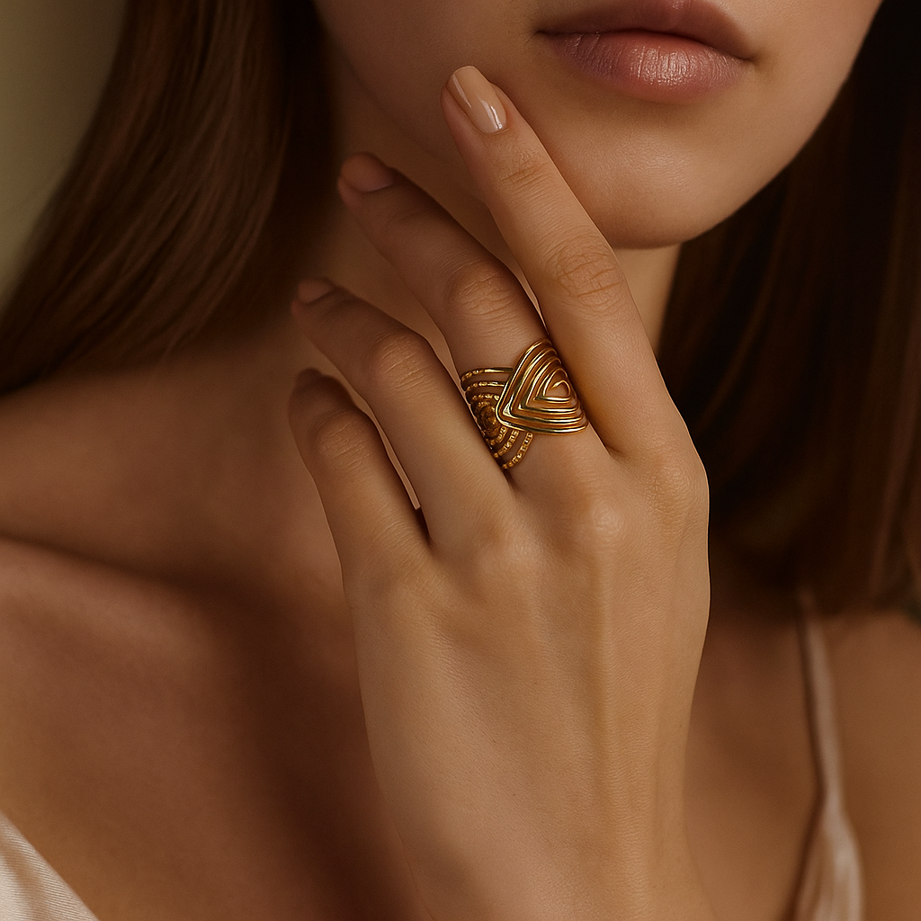 Celestia™ Geometric Gold Open Ring