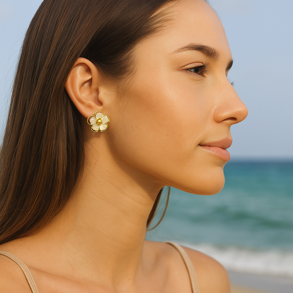 Serenya™ Gold Acrylic Floral Earrings - VC Edit