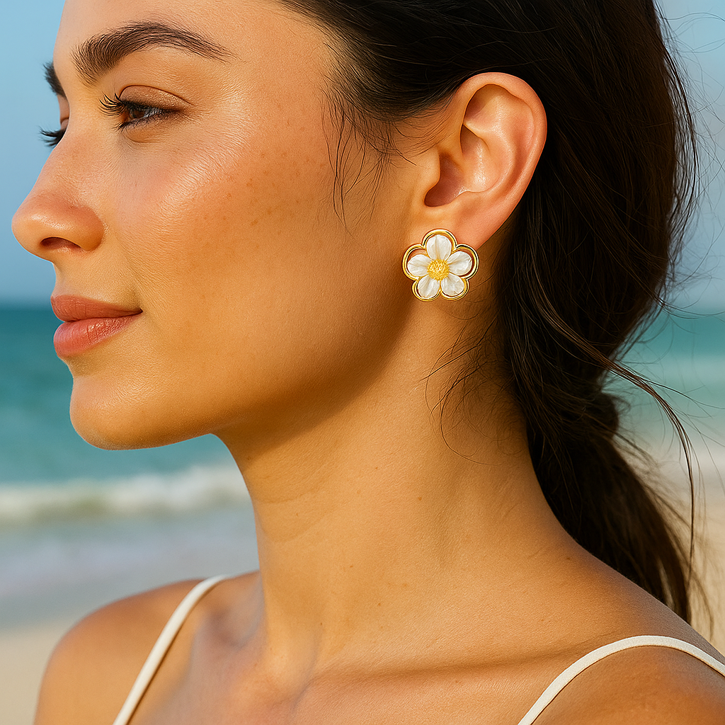 Serenya™ Gold Acrylic Floral Earrings - VC Edit