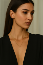 Serenya™ Gold Y-Drop Layered Beaded Necklace