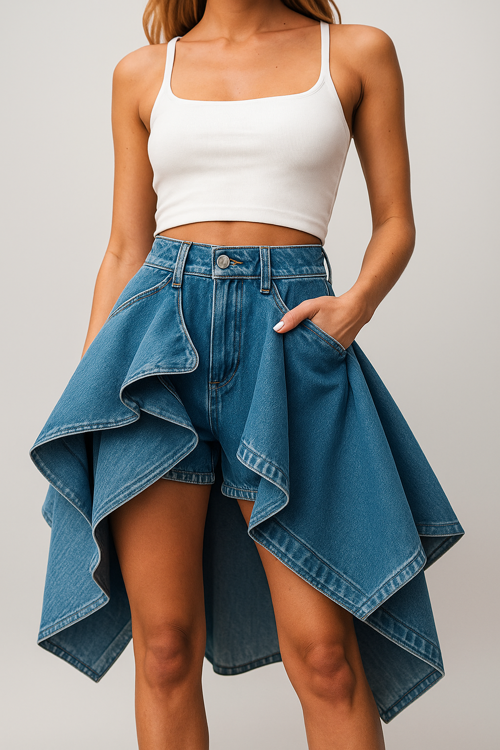 Celina™ Irregular Denim Skirt