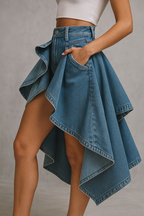 Celina™ Irregular Denim Skirt