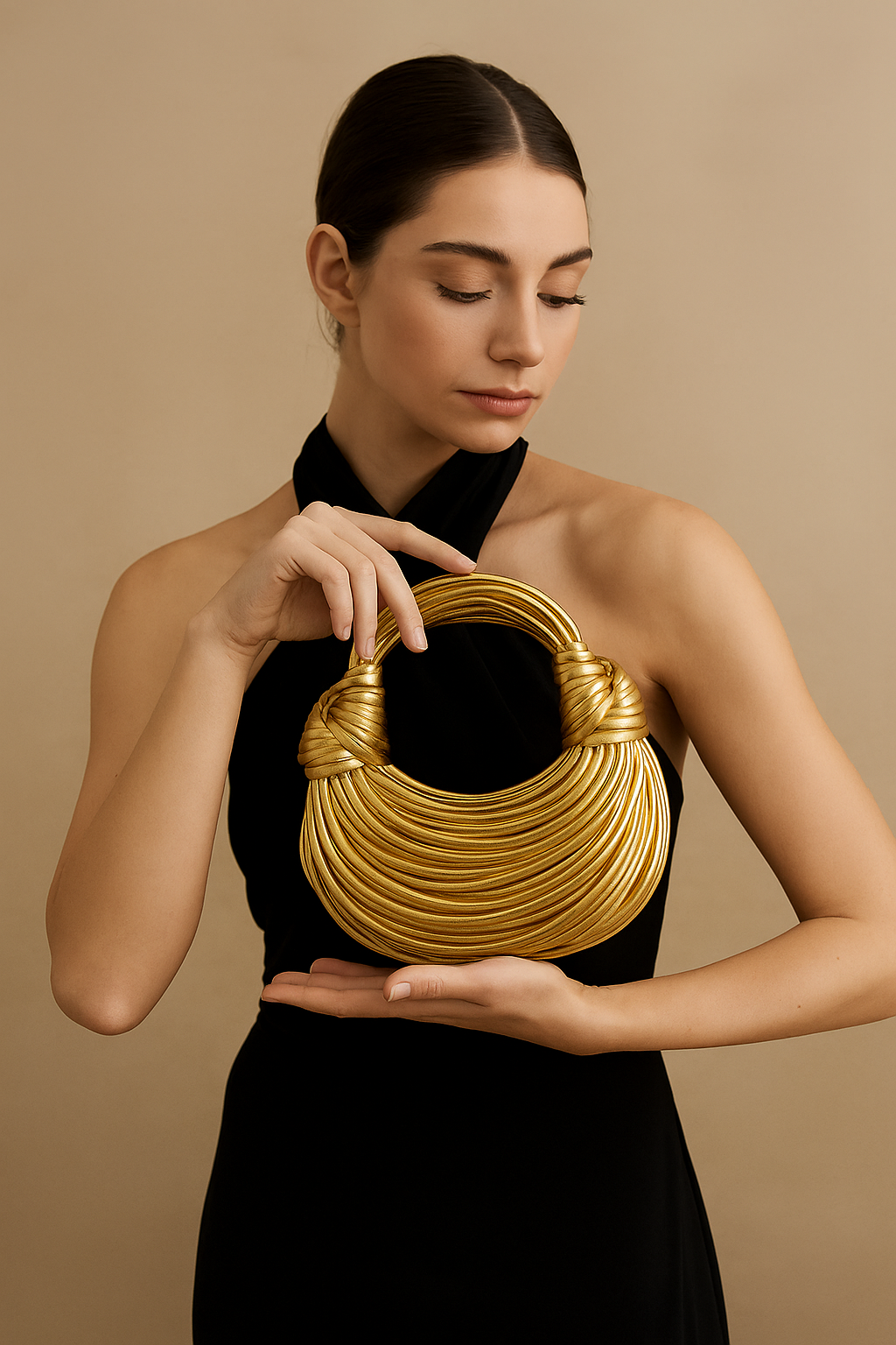 AuréaKnot™ Gold Handwoven Bag