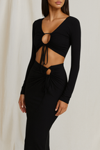 Celina™ Long-Sleeved Blouse & Strap Hip Skirt Set