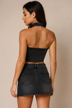 Aurelia™ Embroidered Denim Top & Skirt Set