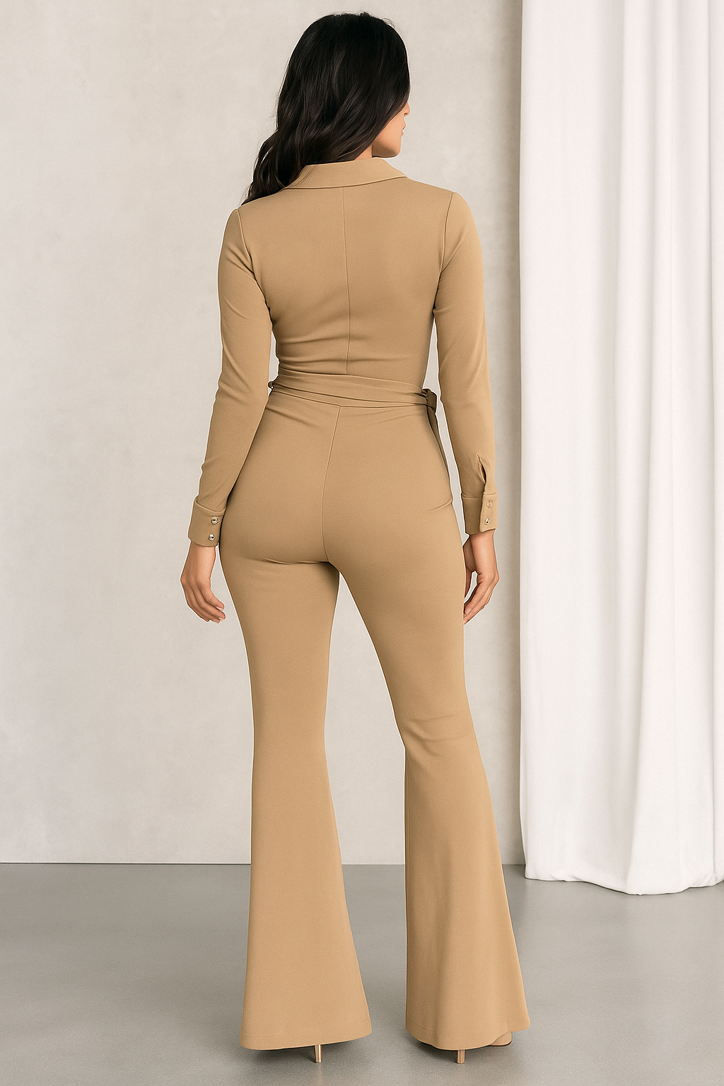 Celina™ Long Sleeve Belted Jumpsuit