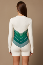 Thaliora™ Knitted Panelled Striped Mini Playsuit