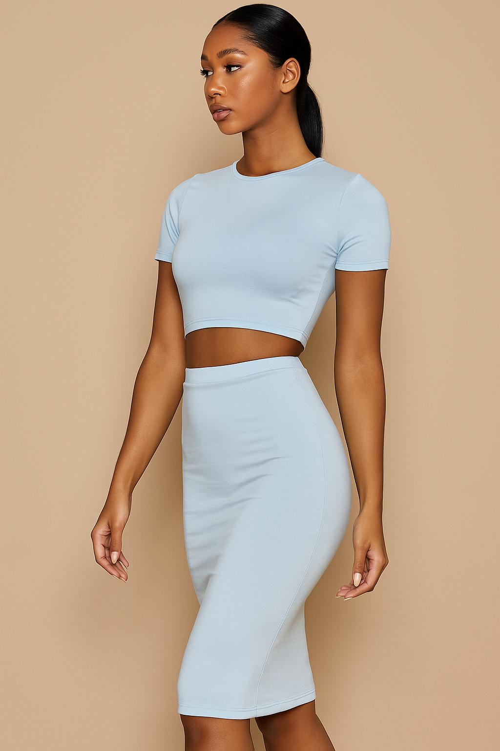 Elowen™ Short Sleeve Crop Top & High Waist Skirt Set