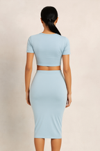 Elowen™ Short Sleeve Crop Top & High Waist Skirt Set