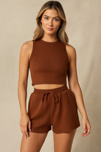 Vivara™ Sleeveless Crop Vest & Tethered Shorts Set