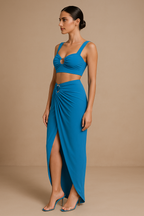 Amara™ Hanging Shoulder Crop Top & Slit Maxi Skirt Set