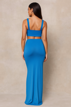 Amara™ Hanging Shoulder Crop Top & Slit Maxi Skirt Set