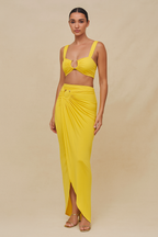 Amara™ Hanging Shoulder Crop Top & Slit Maxi Skirt Set