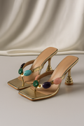 Celestia™ Gold Gem Stone Low Heel Mules
