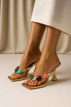 Celestia™ Gold Gem Stone Low Heel Mules