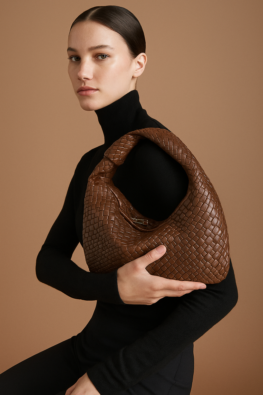 Aurielle™ Brown Woven Knot Handbag