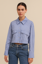 Celestia™ Loose Striped Cropped Blouse