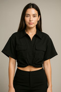 Serenya™ Asymmetrical Knot Short Sleeve Shirt