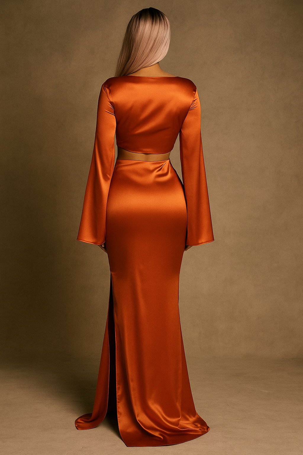 Celina™ Satin Flare Shirt & Maxi Skirt Set