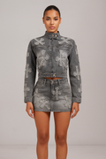 Celina™ Zipper Jacket & Mini Skirt Denim Set