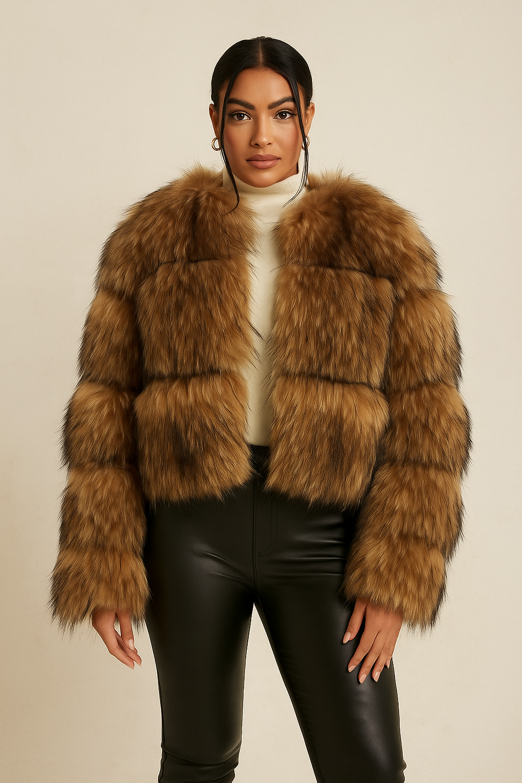 Celestia™ Brown Fur Coat