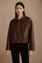 Aurelia™ Cropped Leather Jacket