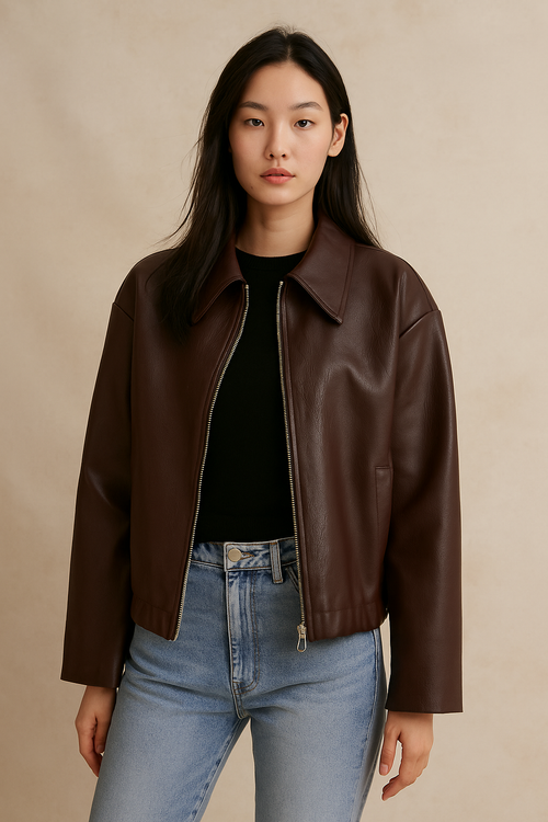 Aurelia™ Cropped Leather Jacket