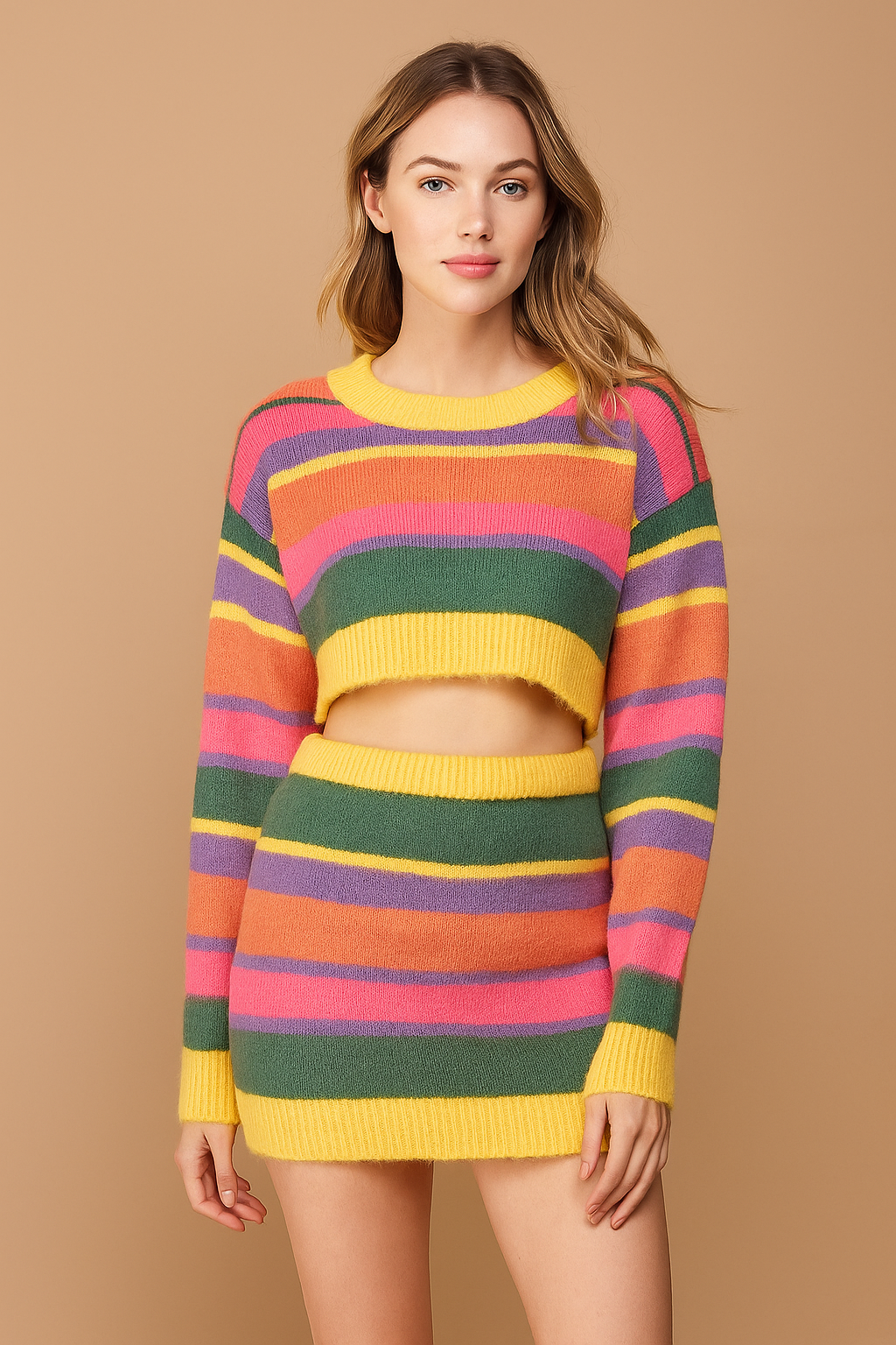 Serenya™ Knitted Crop Top & Mini Skirt Set