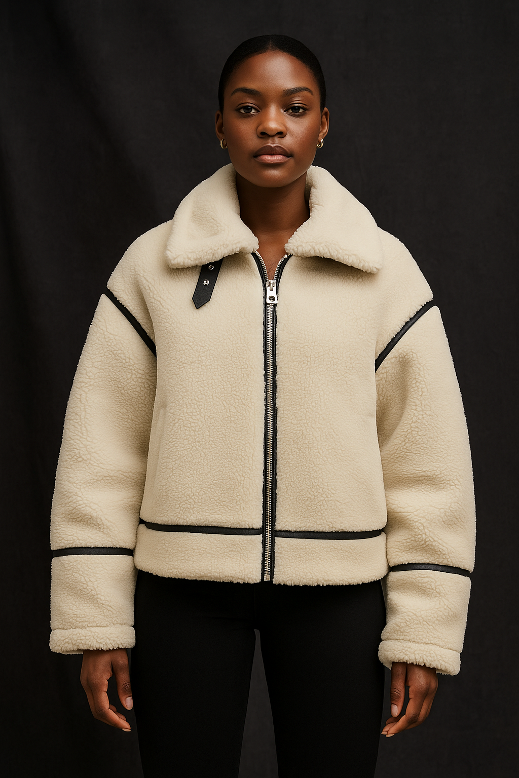 Aurelia™ Leather Aviator Fur Jacket - Double Sided