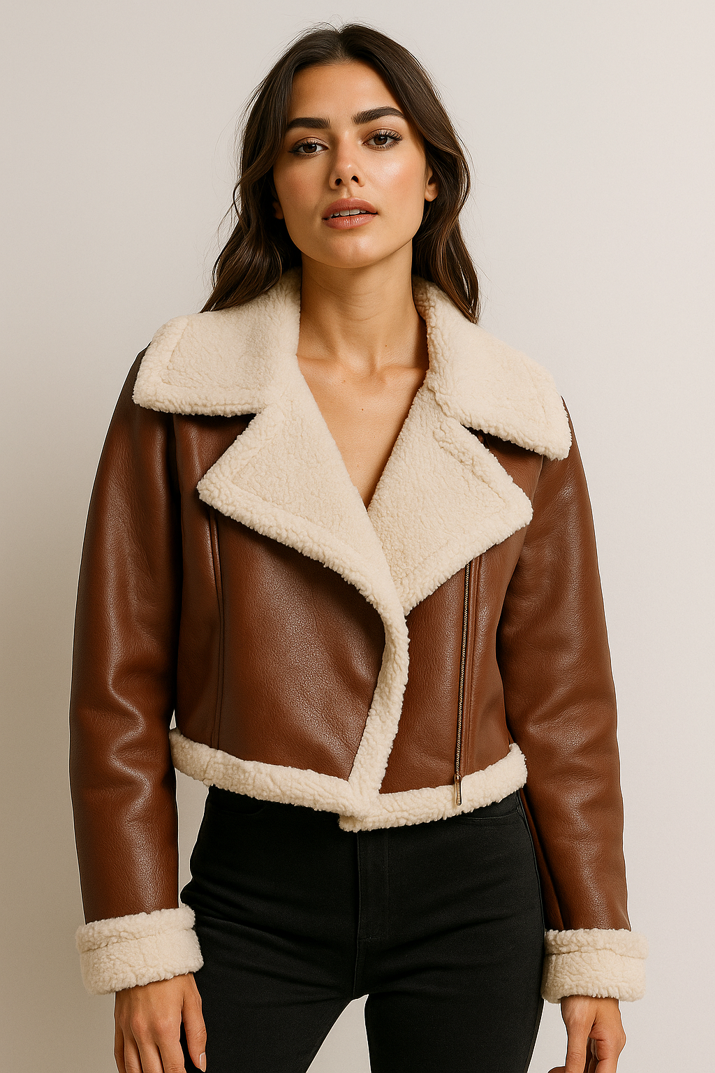 Celestia™ Cropped Leather Jacket