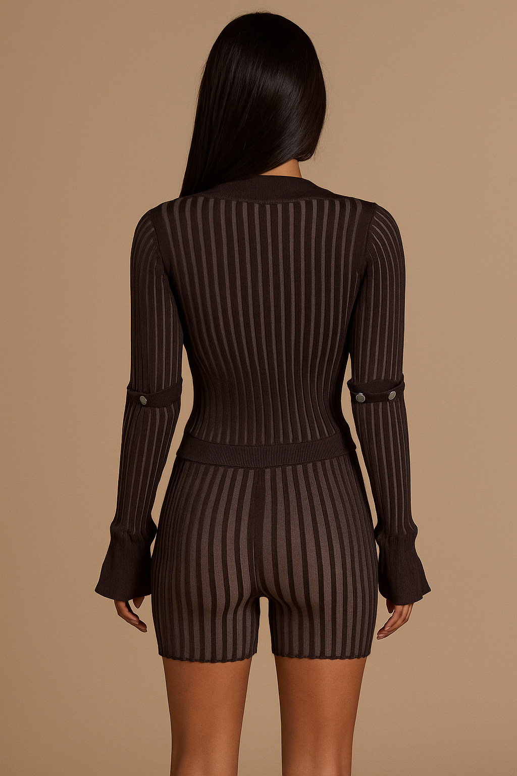 Valoria™ Crochet Button Striped Top & Shorts Set