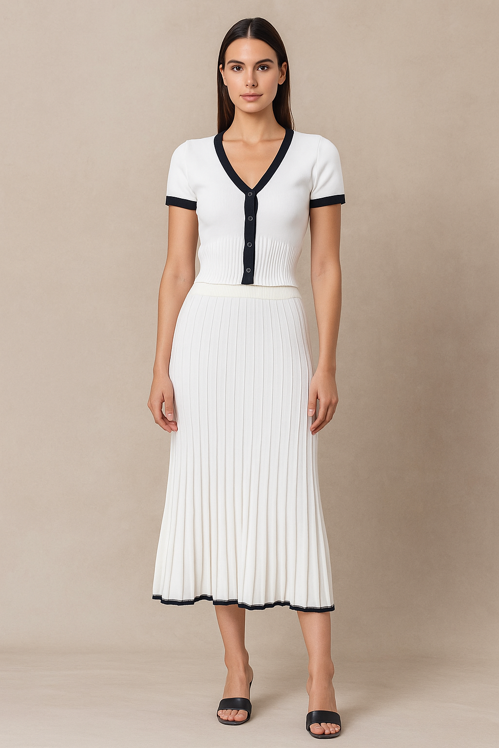 Lunara™ Short Sleeve Top & Pleated Maxi Skirt Set