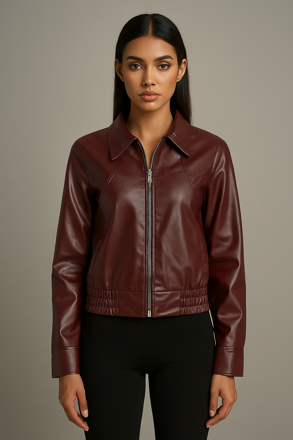 Solenne™ Vintage Lapel Leather Jacket