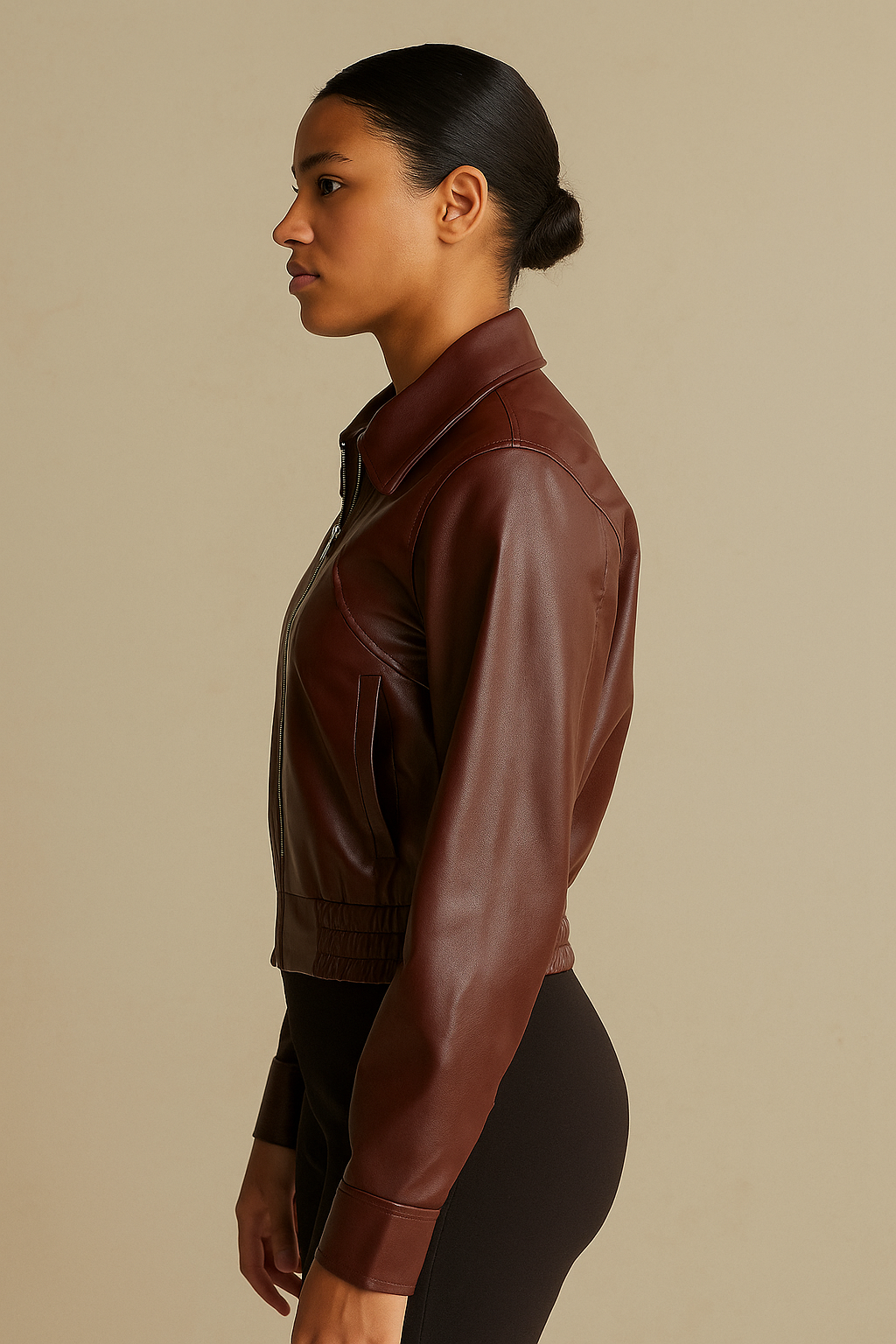 Solenne™ Vintage Lapel Leather Jacket