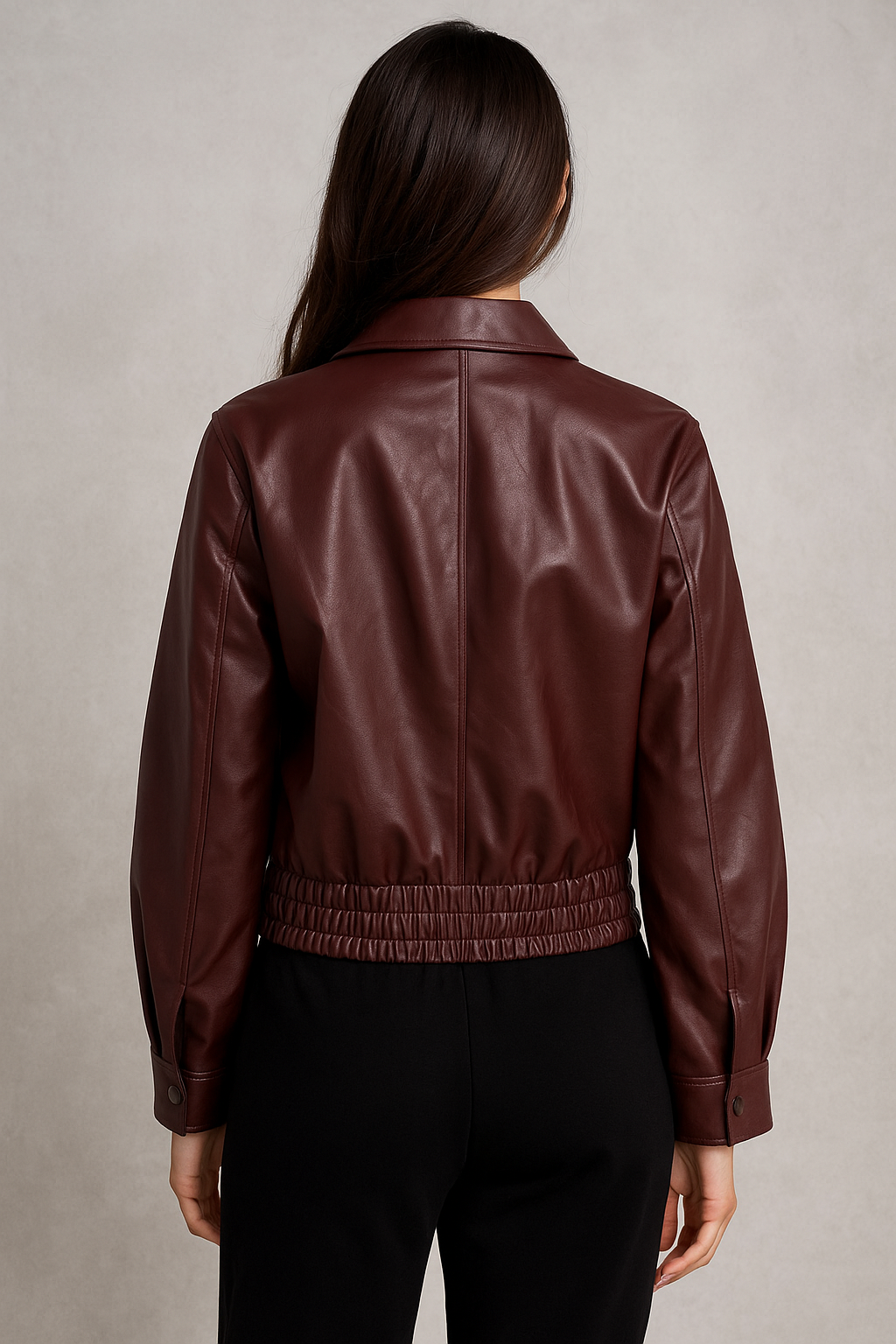Solenne™ Vintage Lapel Leather Jacket
