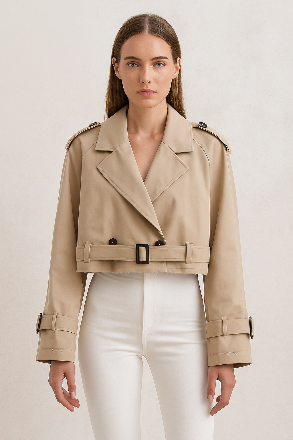 Elaris™ Belted Cropped Trench Jacket
