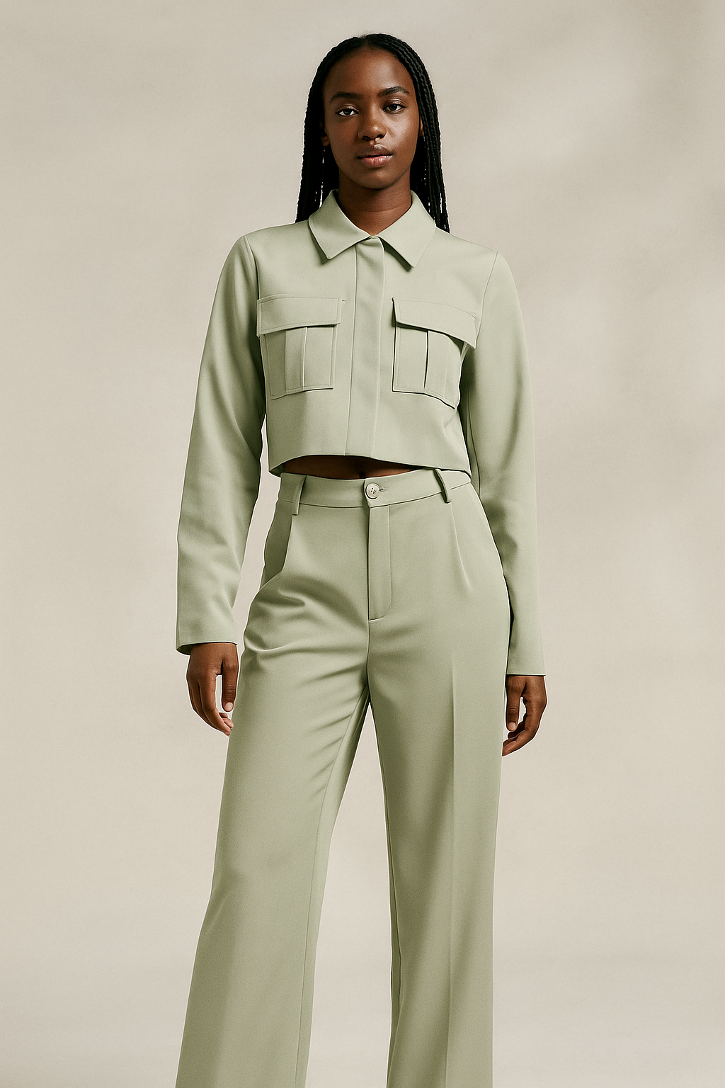 Orlena™ Cropped Jacket & Wide Leg Trousers Set
