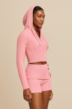 Amarisse™ Knitted Hooded Cardigan & Shorts Set